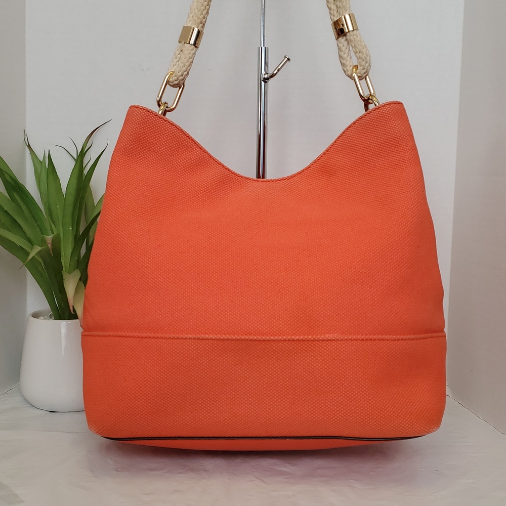 Michael Kors Amy Large Rope Shoulder Bag – Orange & Gold – Coastal Chic - GUC - Picture 2 of 5